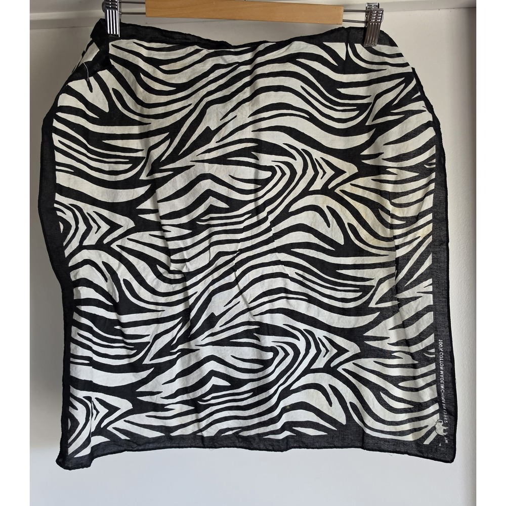 Elephant Bandana Black White Animal Print Cotton Unisex Wrap Scarf Neck Tie